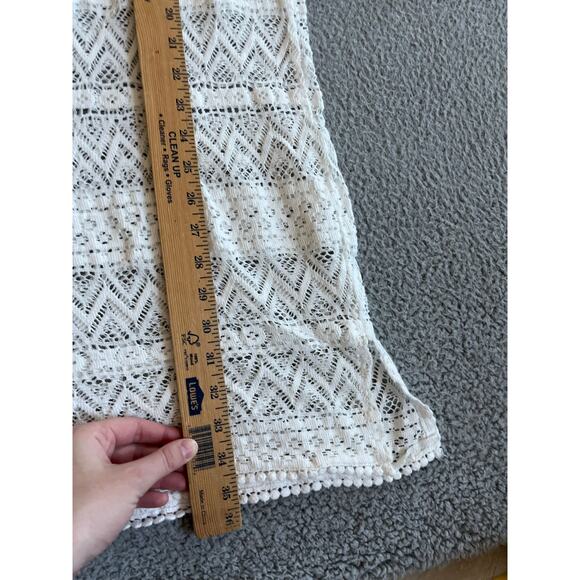 Soma Coverup Mini Dress Medium Crochet Open Knit Sheer Long Sleeve White Beach - Picture 12 of 14